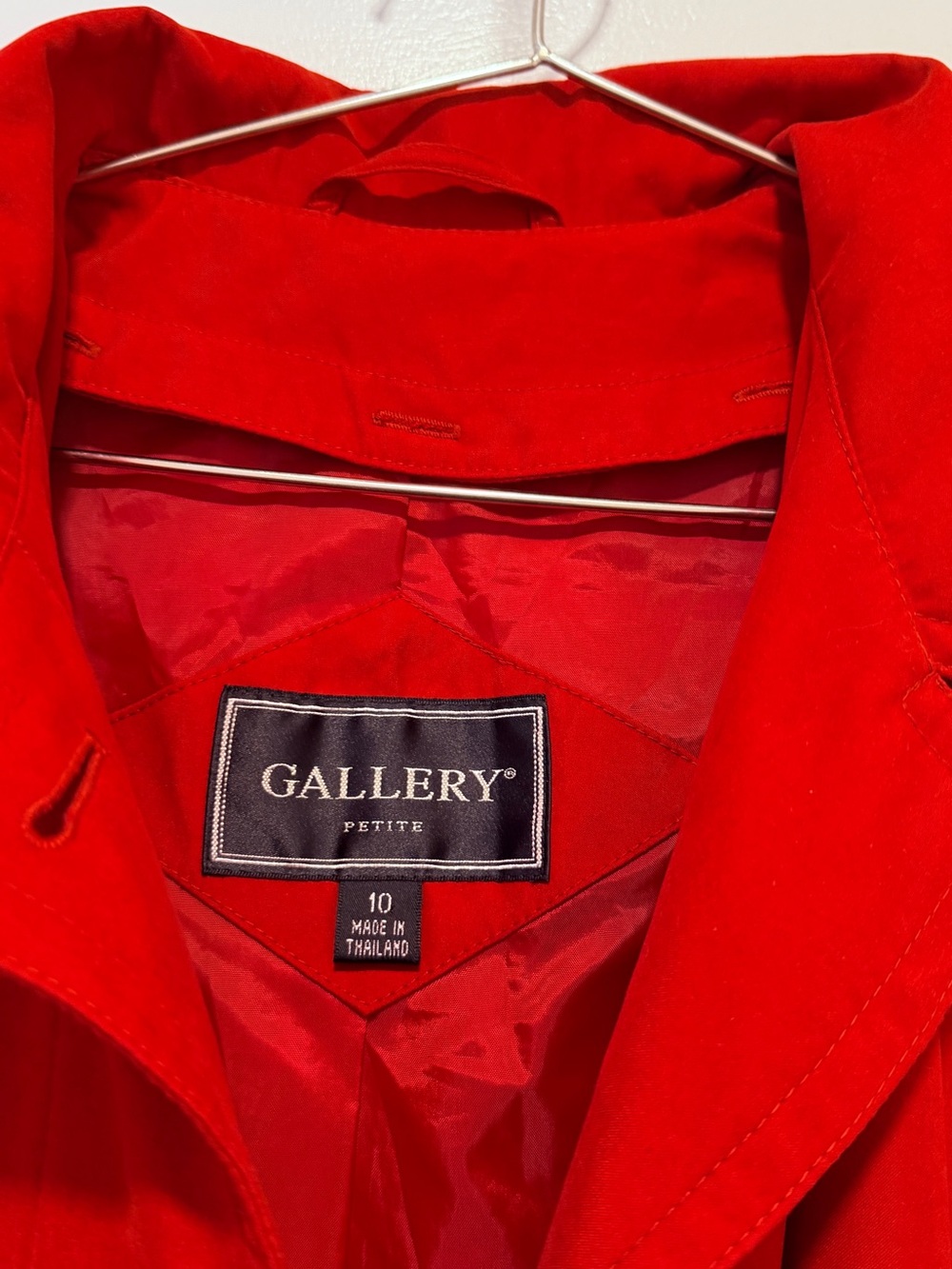 Gallery Petite Red Trench Coat | Size 10 | Classic Belted Rain Coat - Picture 3 of 4